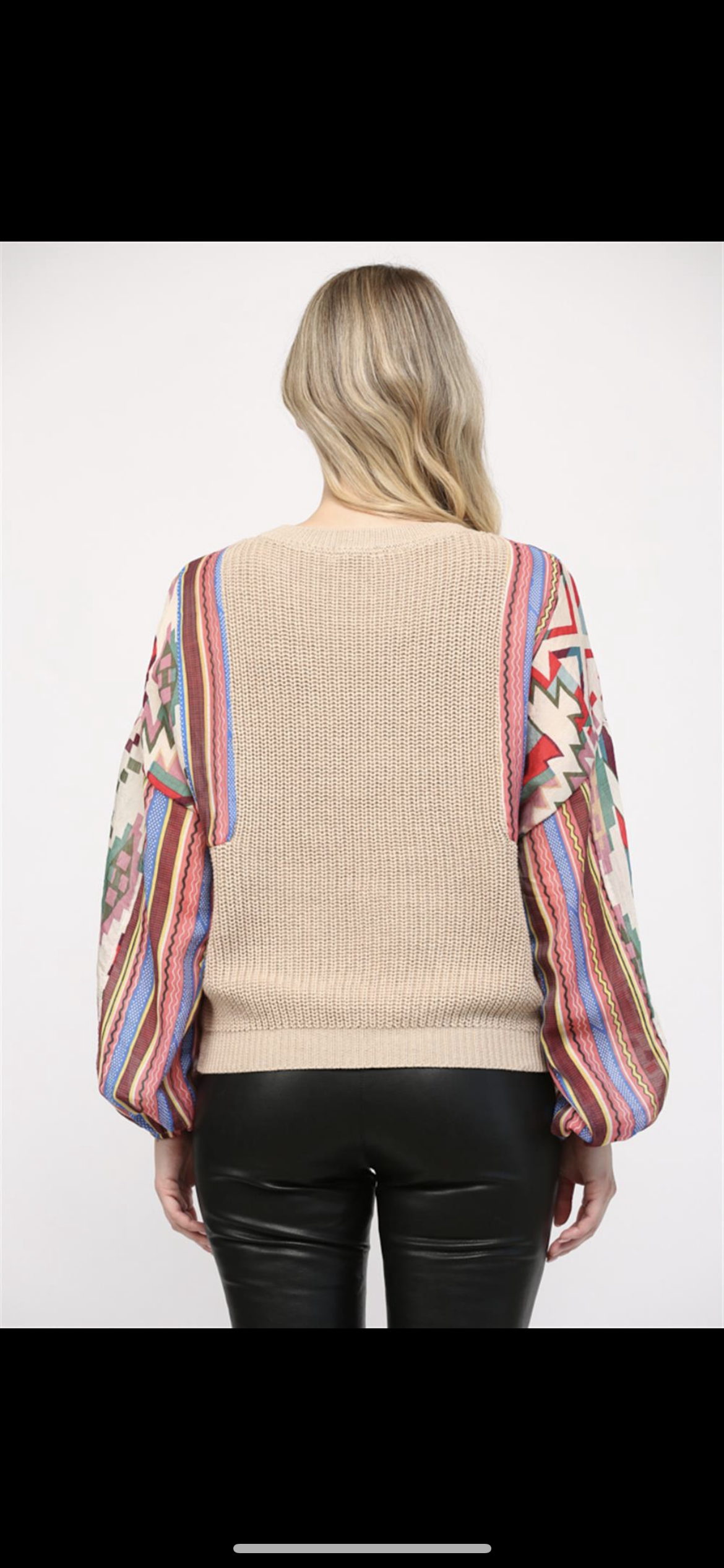 Fate by LFD Contrast Geo Print Sleeves Sweater