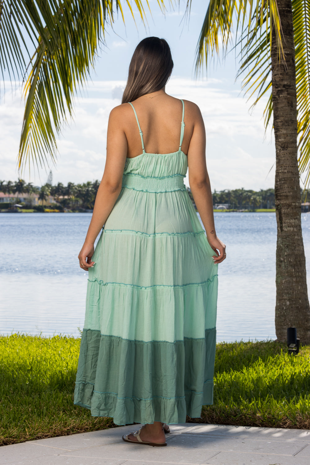 Ranees Sea Blue Long Dazzle Dress 2023 Collection