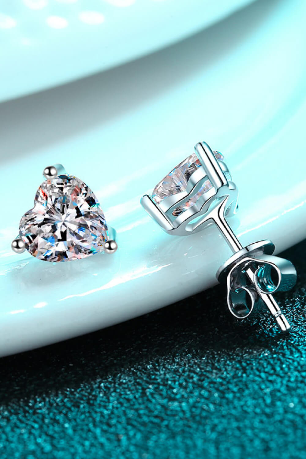 Moissanite 2 Carat Heart-Shaped Stud Earrings