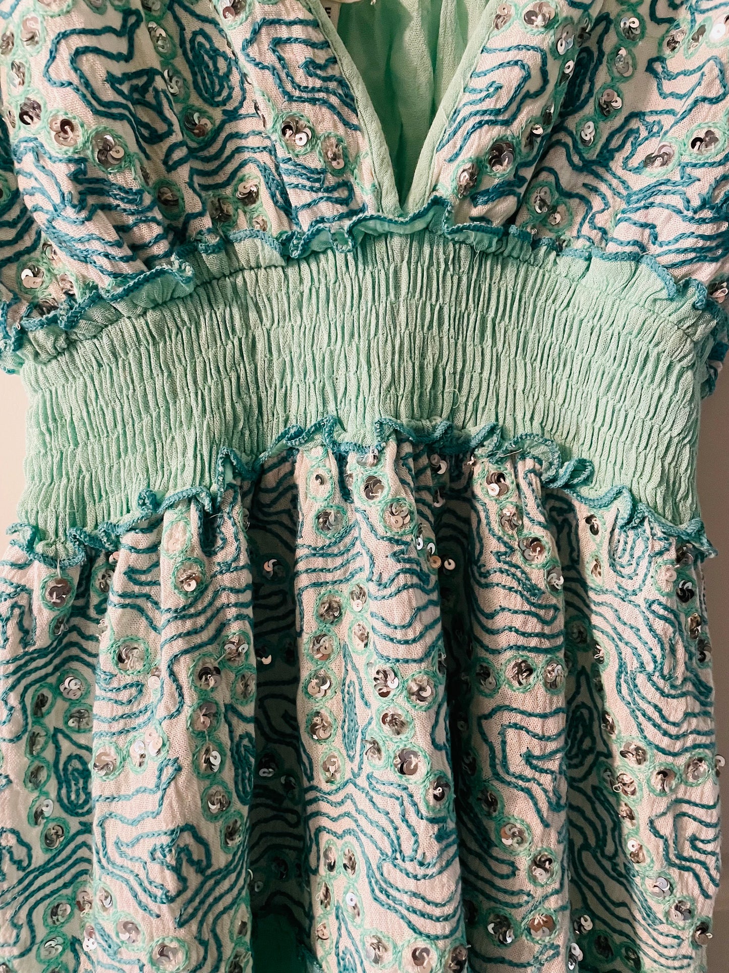 Ranees Sea Blue Long Dazzle Dress 2023 Collection