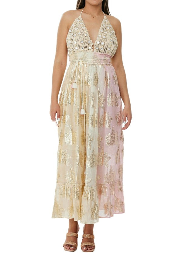 Ranees Ivory Pink Dazzle Dress