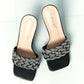 DELICACY Showstopper Braided Rhinestone Heel Slide in Black