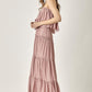 Mustard Seed Pin Stripe Print Tube Maxi Dress