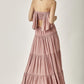 Mustard Seed Pin Stripe Print Tube Maxi Dress