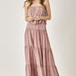 Mustard Seed Pin Stripe Print Tube Maxi Dress