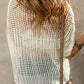 Openwork Round Neck Half Sleeve Knit Cover Up