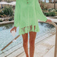 Double Take Openwork Tassel Hem Long Sleeve Knit Cover Up