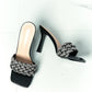 DELICACY Showstopper Braided Rhinestone Heel Slide in Black