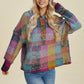 Double Take Full Size Plaid Dropped Shoulder Hoodie