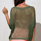 Openwork Round Neck Half Sleeve Knit Cover Up