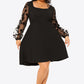 Plus Size Floral Mesh Sleeve Empire Waist Dress