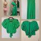 Spin USA Solid Puff Sleeve Back Tie Crop Top
