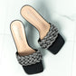 DELICACY Showstopper Braided Rhinestone Heel Slide in Black