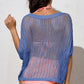 Openwork Round Neck Half Sleeve Knit Cover Up