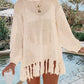 Double Take Openwork Tassel Hem Long Sleeve Knit Cover Up