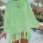 Double Take Openwork Tassel Hem Long Sleeve Knit Cover Up