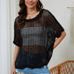 Openwork Round Neck Half Sleeve Knit Cover Up