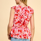 TCEC Floral V Neckline ruffle top