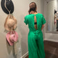 Spin USA Solid Puff Sleeve Back Tie Crop Top