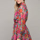 Fate by LFD Floral Tie Waist Ruffled Dress Long Sleeves