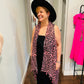 Pink Leopard Vest With Tassels