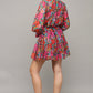 Fate by LFD Floral Tie Waist Ruffled Dress Long Sleeves