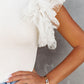 Dotty Mesh Ruffle Sleeve Ribbed Knit Top