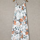 White Floral Print Spaghetti Straps Maxi Dress