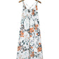 White Floral Print Spaghetti Straps Maxi Dress