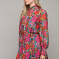 Fate by LFD Floral Tie Waist Ruffled Dress Long Sleeves