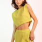 Very J High Sleeveless Quilted Band Back Zip Crop Top