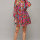 Fate by LFD Floral Tie Waist Ruffled Dress Long Sleeves