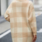 Plaid Dropped Shoulder Cardigan with Pocket
