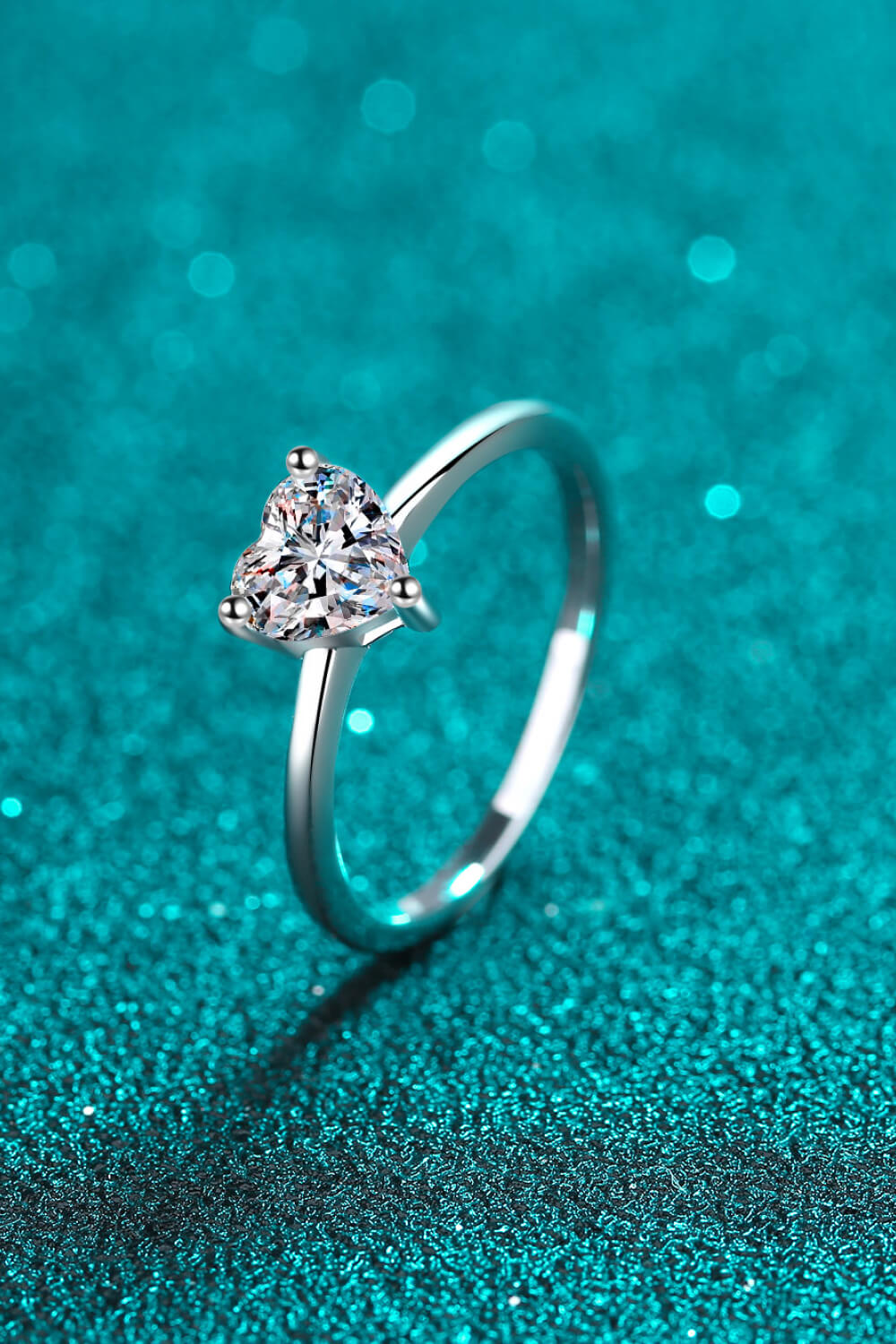 Heart Shaped Moissanite Solitaire Ring 925 Sterling Silver