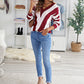 Striped Colorblock V Neck Knitted Sweater
