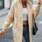 Plaid Dropped Shoulder Cardigan with Pocket