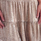 SEQUIN TIERED FLARE DRESS