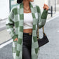 Plaid Dropped Shoulder Cardigan with Pocket