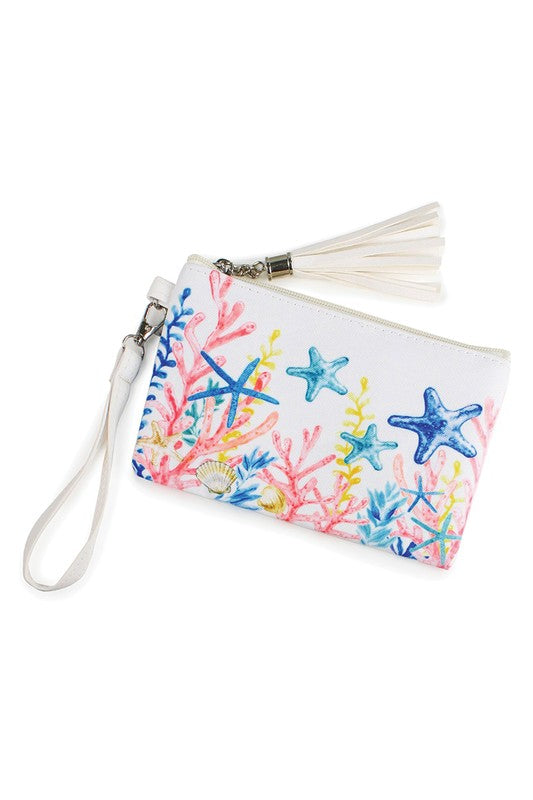 Colorful Sea Life Print Wallet with Wristlet