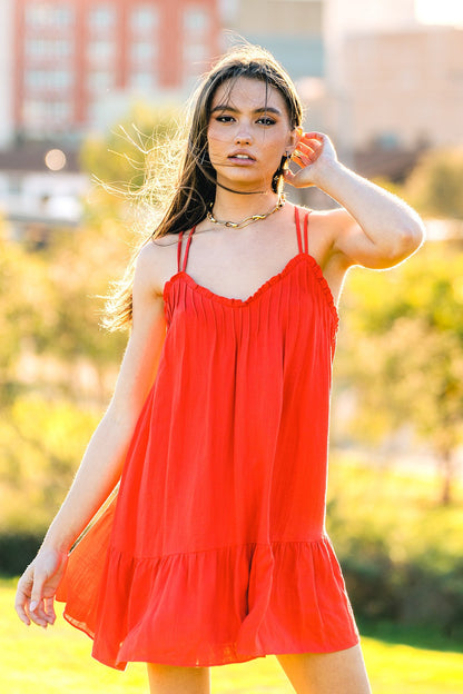 Very J Sleeveless Linen Mini Dress