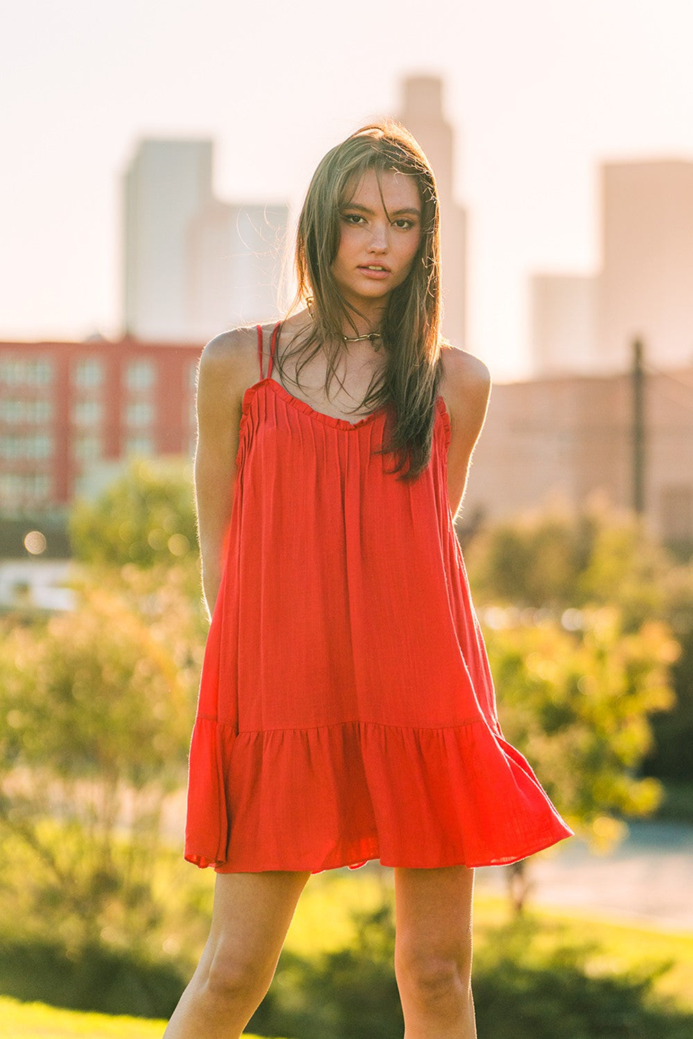 Very J Sleeveless Linen Mini Dress