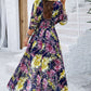 Printed Tied Half Sleeve Slit Dress