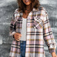 Double Take Plaid Button Front Shirt Jacket with Breast Pockets