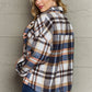 Double Take Plaid Button Front Shirt Jacket with Breast Pockets