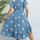 Polka Dot Belted Flutter Sleeve Ruffle Hem Dress