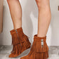Legend Womens Tassel Wedge Heel Ankle Booties