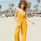 Very J Sleeveless Gathered Waist Jumpsuit with Pockets
