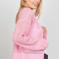 Very J Eyelet Open Front Long Sleeve Cardigan