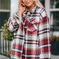 Double Take Plaid Button Front Shirt Jacket with Breast Pockets