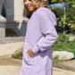 Double Take Full Size Hooded Teddy Bear Jacket with Thumbholes